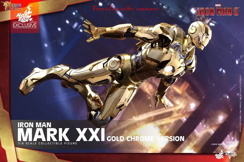 Hot Toys 1/6 Mms341 Iron Man 3 Midas Mark Xxi Gold Chrome Version