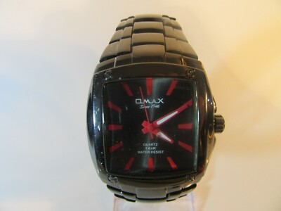 OMAX UNISEX WRISTWATCH with Bright Red Baton Indices/New Battery