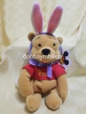 Disney Mouseketoys Winnie the Pooh Bear Easter Bunny Bean Bag plush