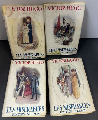 Les Miserables By Victor Hugo Volumes 1-4 1933 Nelson