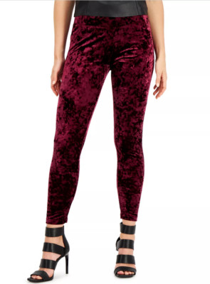 Inc International Concepts Velvet Leggings Black Currant Size XS 6299
