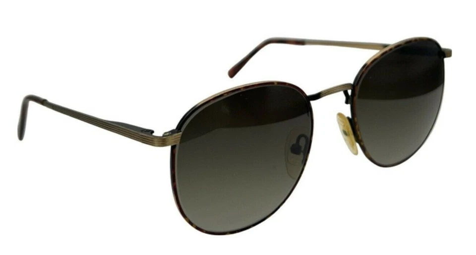 Vintage Alexander Julian Colours Brown Gold Round Sunglasses W/ NEW LENSES - Image 2 of 4