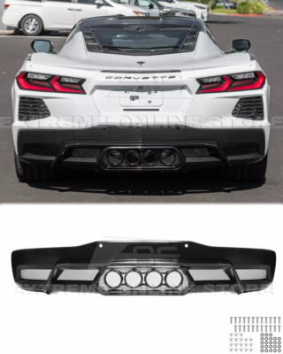 Z06 Style Matte BLACK Rear Diffuser Fits 20-Up Corvette C8 Center Quad Exit New