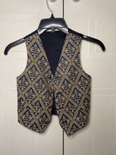 Children&rsquo;s boys gold & navy blue waistcoat age 5-6 years 24&rdquo; chest