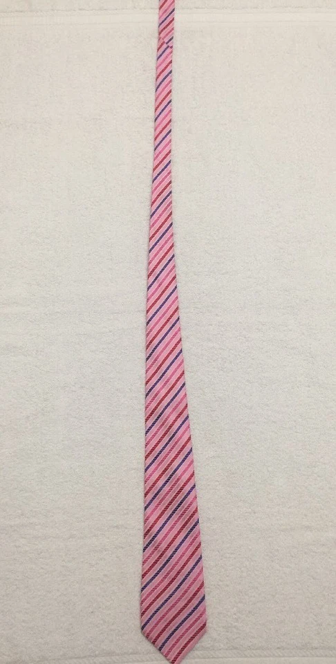 CORBATA HOMBRE GEORGE MARTIN ROSA ROJO VIOLETA RAYAS DIAGONALES 3,5 X 62 Foto 4 de 4