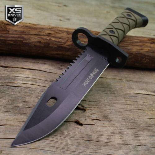 Combat SURVIVAL Military Tactical BOWIE Hunting Fixed Blade Knife + Sheath 13.5"