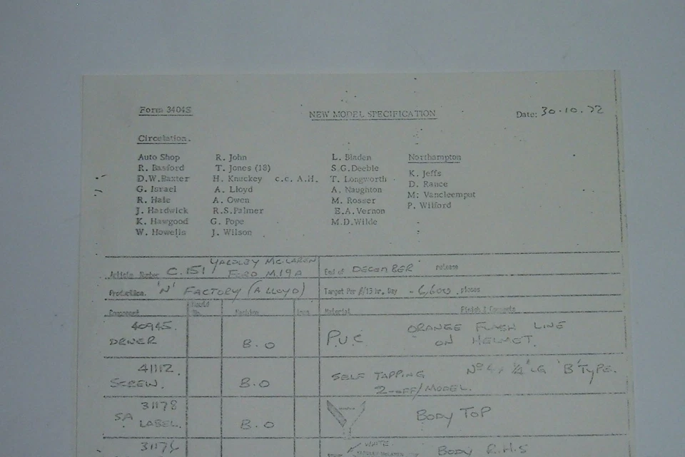 Muy Raro Corgi 151 Yardley F1 Carreras Coche Especificación Hojas Estupendo Mint - Imagen 2 de 3