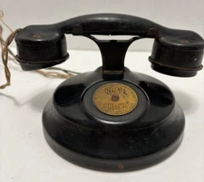 REAL PHONE Antique American Automatic Electric Sales Co Black Metal Desk Model