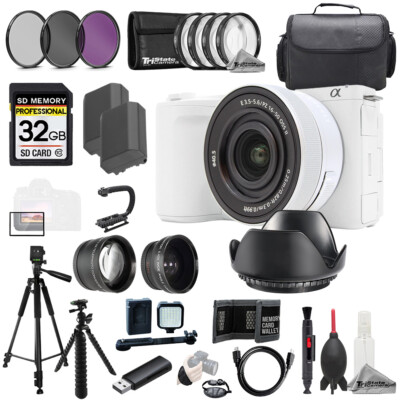 Sony ZV-E10 II with 16-50mm Lens (White) +32GB +Ext Bat+ 9 PC Filtr-MEGA Kit