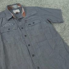 SIMMS Shirt Mens Small Performance Fly Fishing Short Sleeve Button Up Gray