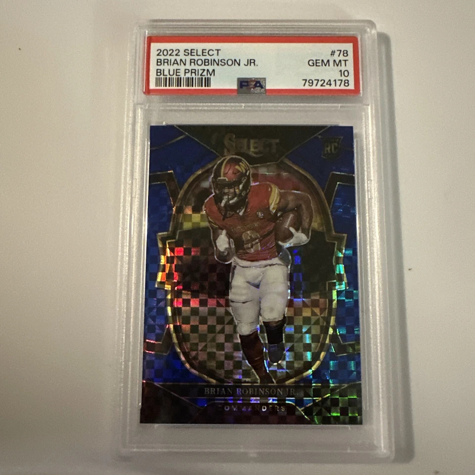 2022 Panini Select Brian Robinson Jr #78 Blue Prizm Concourse #/199 PSA 10 RC - Image 2 of 4
