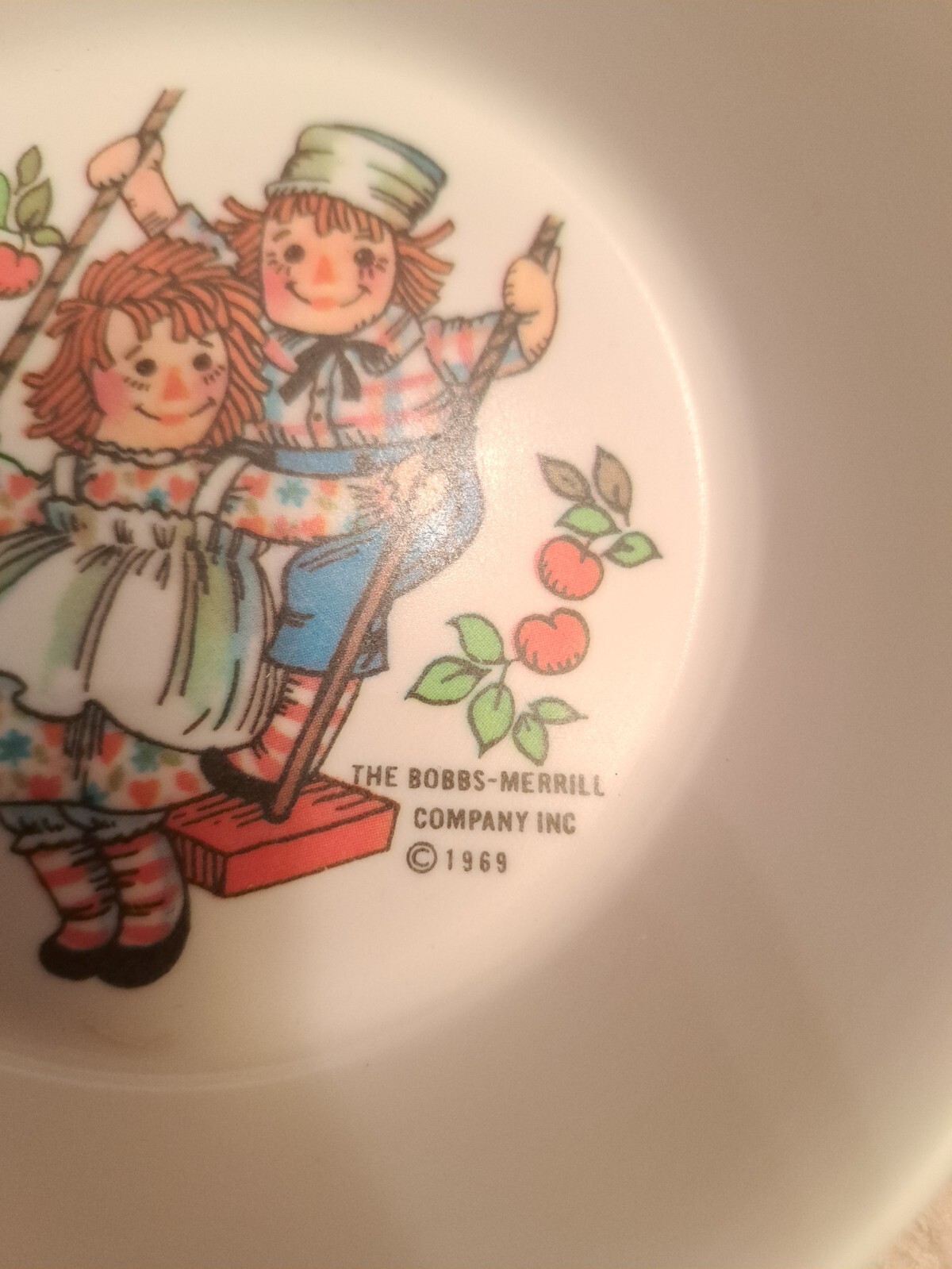 Raggedy Ann and Andy Plate and Bowl Child's dish set 1969 Doll Advertising 2 pc
