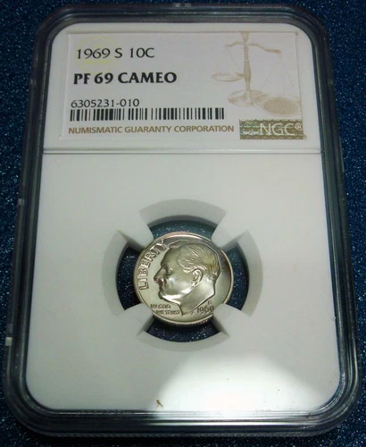 1969-S NGC PF69 CAMEO 10C ROOSEVELT DIME #010