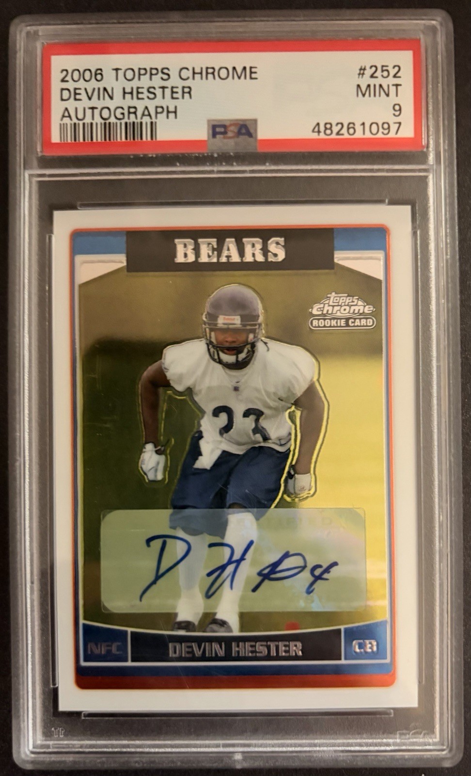 2006 Topps Chrome Devin Hester Auto RC #252 PSA 9 MINT Chicago Bears