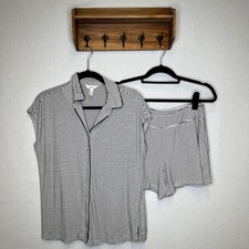 Soma Pajama Set Striped Sleepwear Top and Shorts Loungewear Womens Small