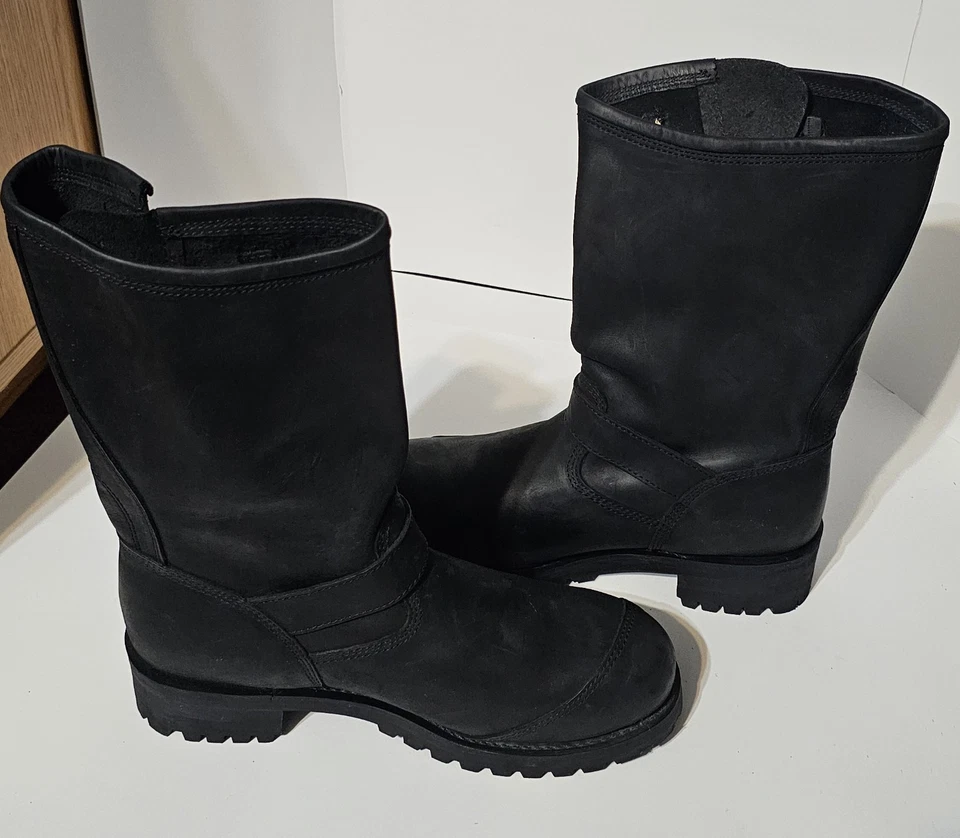 Botas de montar Harley Davidson de cuero negro. Hombre Talla 13. Hogar libre de humo. Foto 2 de 4