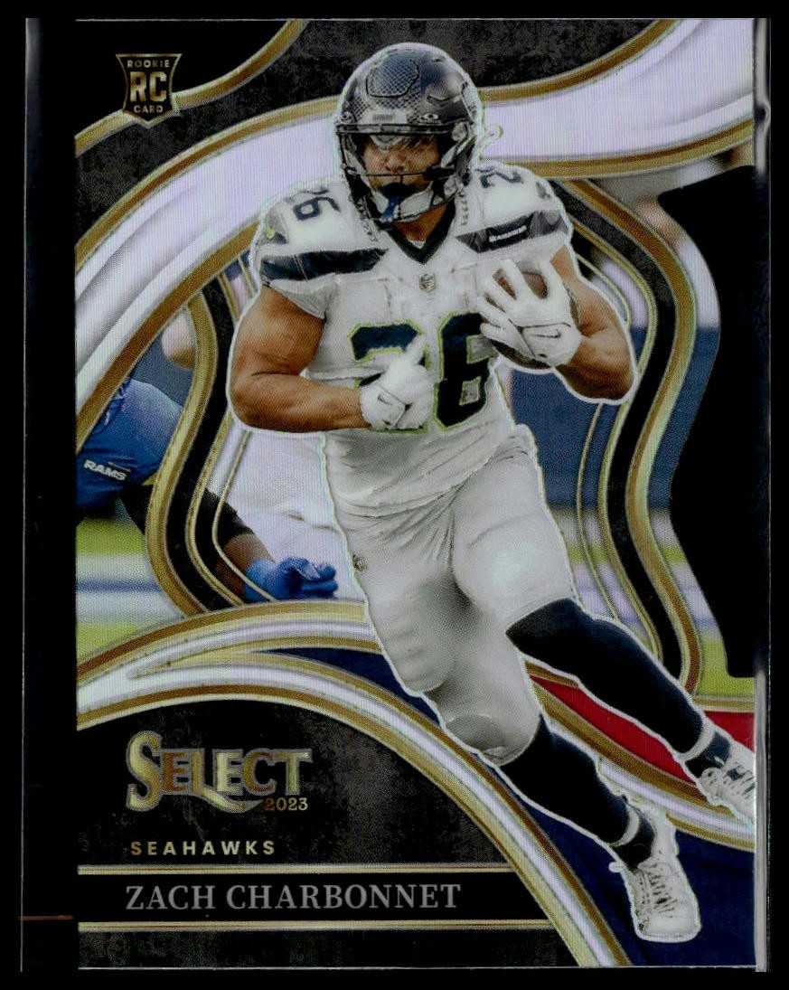 2023 Panini Select #202 Zach Charbonnet Red and Blue Prizms Die Cuts