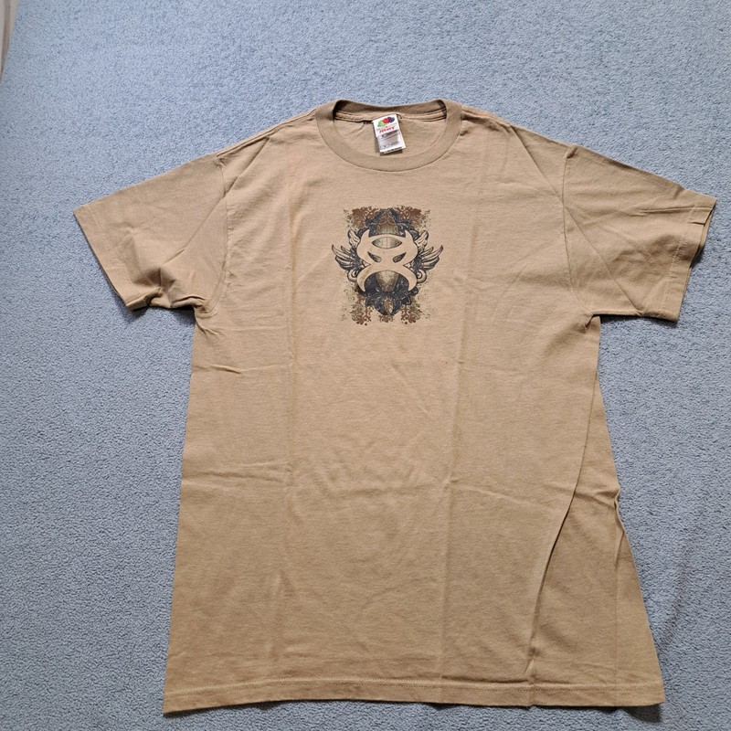 Fruit Of The Loom T-Shirt Mens Brown Size Medium Short Sleeve Crew Neck Pullover
