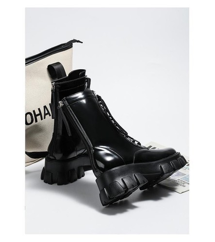 Herbststiefel Damen Mode Reißverschluss Kurzstiefel Arbeitskleidung Motorrad Lederstiefel - Bild 17 von 19