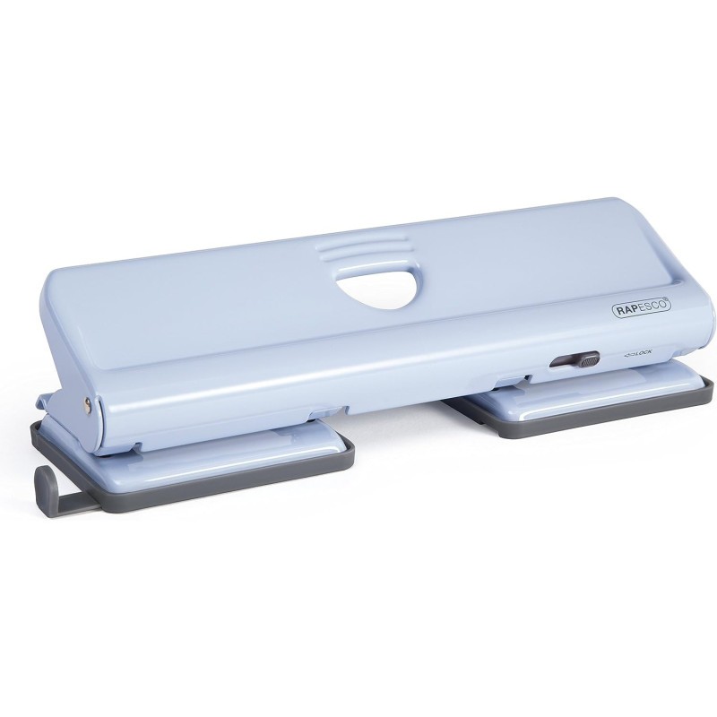 Perforateur 4 trous en métal bleu Rapesco robuste et durable