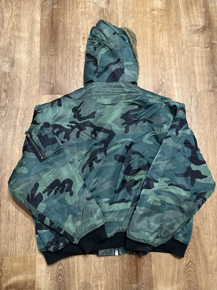 Chaqueta PCI Kenpo Para Hombres XL Verde Camuflaje Piel Capucha Exterior Cremallera Completa Foto 2 de 4