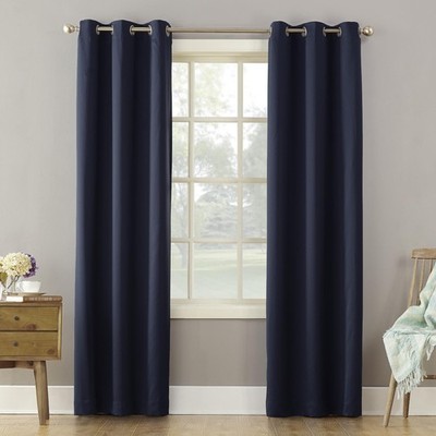 Sun Zero Becca Energy Efficient Grommet Curtain Panel, 40'' x 84'', Navy Blue