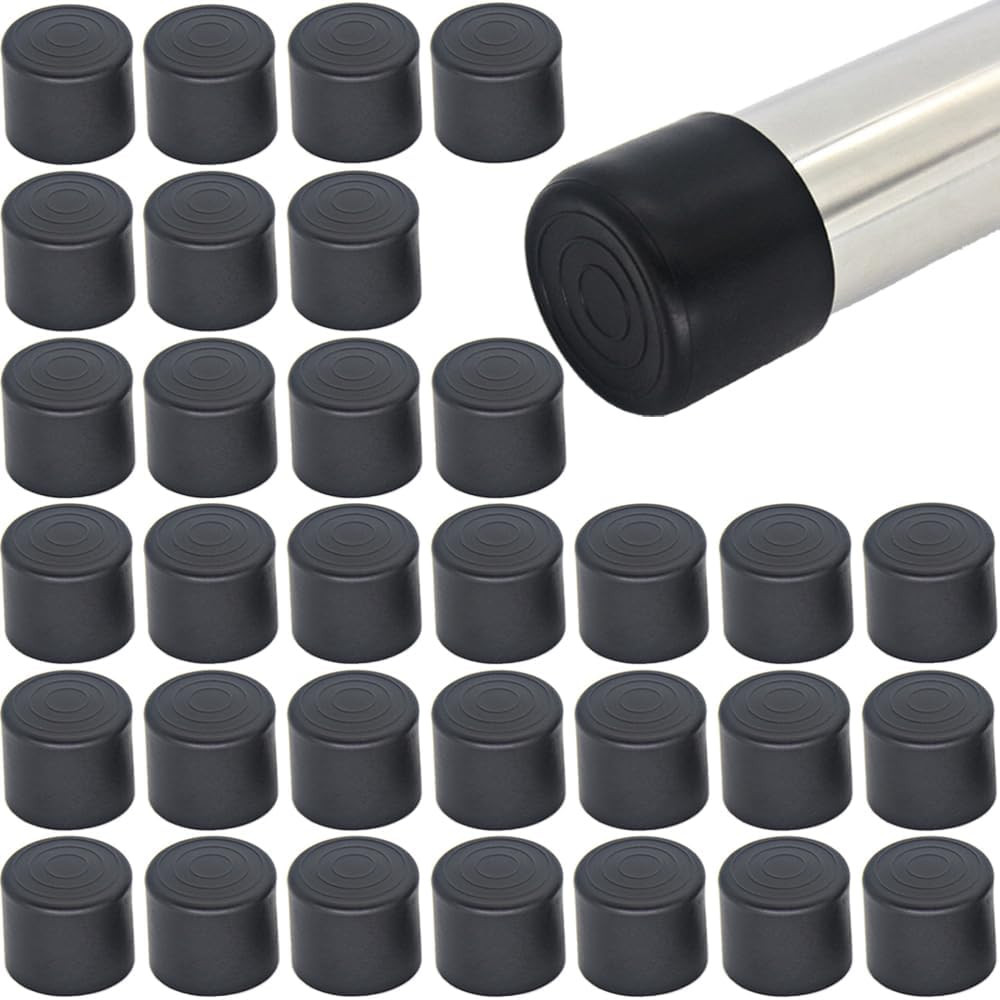 32Pcs Black Rubber Round Chair Leg Tips Caps, 7/8 Inch (22mm), Non-Slip, Floor P