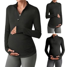Maternity Shirt Cycling Women Athletic Top Zip-up Workout Mountain Sportswear