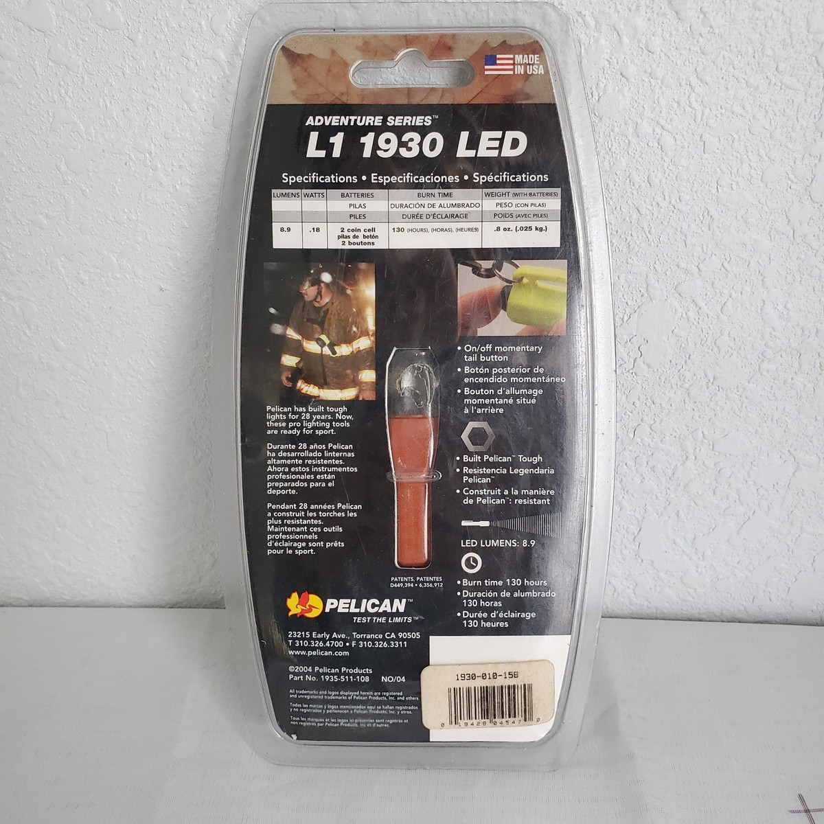 Pelican L1 1930 LED Waterproof Keychain Flashlight Vintage Orange