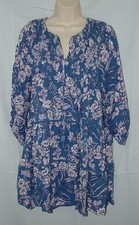 Multicolored Floral Sz Medium Lined Roomy Smocked Boho Mini Dress BOG COLLECTIVE