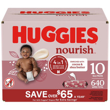 Huggies Nourish Baby Wipes, Cocoa  Shea Butter, 10 pk., 640 Wipes Free Shipping