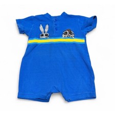 Vintage 1998 Warner Bros Baby Bugs Bunny Taz Romper Looney Tunes Blue