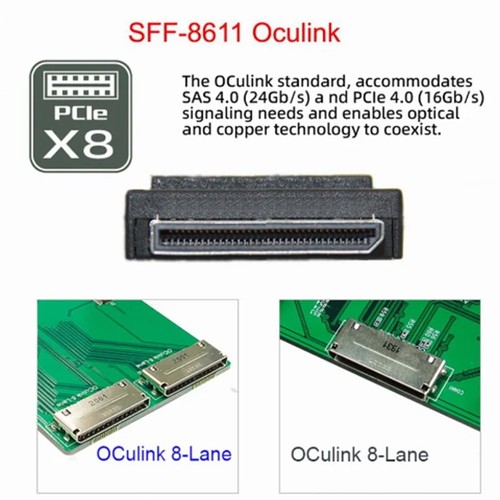 1X(Oculink SFF-8612 8 X auf PCIE X16 PCI-Express-Adapter mit ATX 24Pin Stro5039 - Photo 4/7