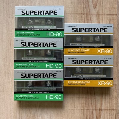 Realistic SUPERTAPE HD-90 + XR-90 Ferric Type II Cassette Tape SEALED Lot of 5