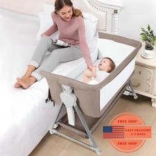 Cuna de beb  con 7 niveles de altura ajustables, laterales de malla transpirable