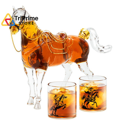 Kollea Birthday Gifts for Men Dad, Horse Whiskey Decanter 64.2 Ounces, Clear 