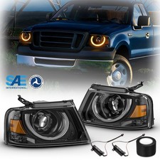 For 2004 2005 2006 2007 2008 Ford F-150 F150 Black Halo Projector Led Headlights