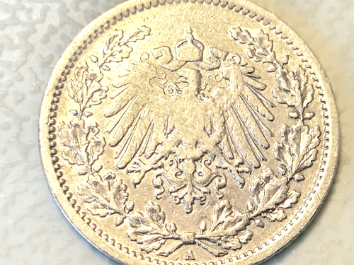 Moneta mondiale argento, Germania, mezzo marco, 1906, A, condizioni quasi non circolate #2 - Foto 3 di 4