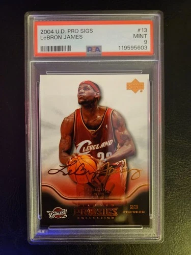 2004 - 05 UPPER DECK DIAMOND PRO SIGS #13 LeBRON JAMES CAVALIERS PSA 9 MINT CARD