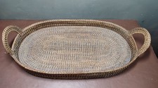 großes handgewebtes ovales Rattan Serviertab...