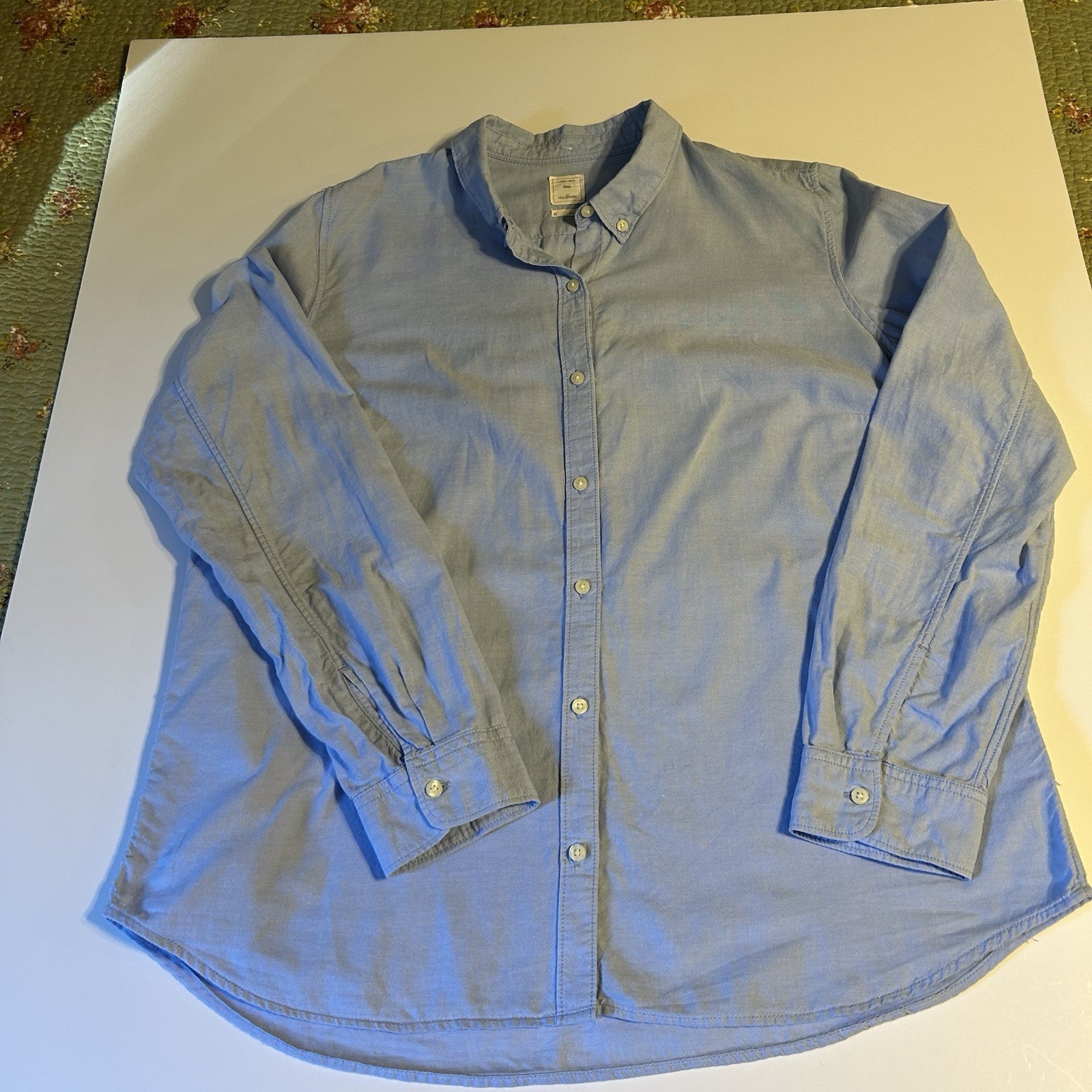 Gap Fitted Boyfriend Shirt Women's XL Blue Top Blouse Working Girl Preppy Cotton