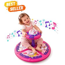 Sit and Spin Toys for Girls 2 Old, 18.9" Large Base Light and music,3 mode...
