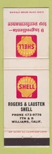 Matchbook Cover - Shell oil gas Rogers Lausten Williams CA