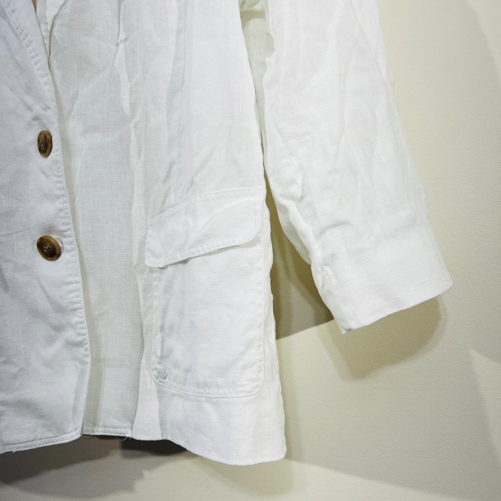 Jacqui E Linen Jacket Blazer Double Button White … - image 9