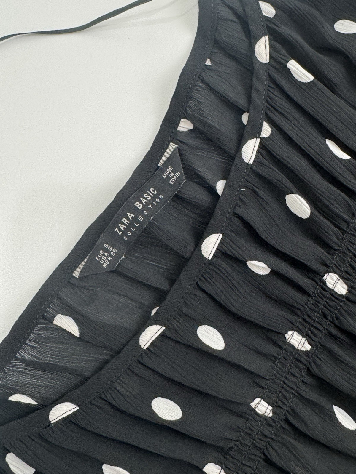 ZARA BASIC Black White Polka Dot Ruffle Cold Shou… - image 7