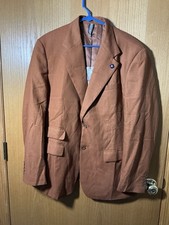 New PJ Paul Jones Casual Blazer, Blue Flower Detail, 2 Button Coat, Chestnut, XL