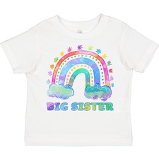 Inktastic Big Sister Watercolor Rainbow With Clouds Toddler T-Shirt Siblings Kid