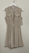 Nine West Dress Womens S Chambray Fit & Flare Button Drawstring Summer Safari