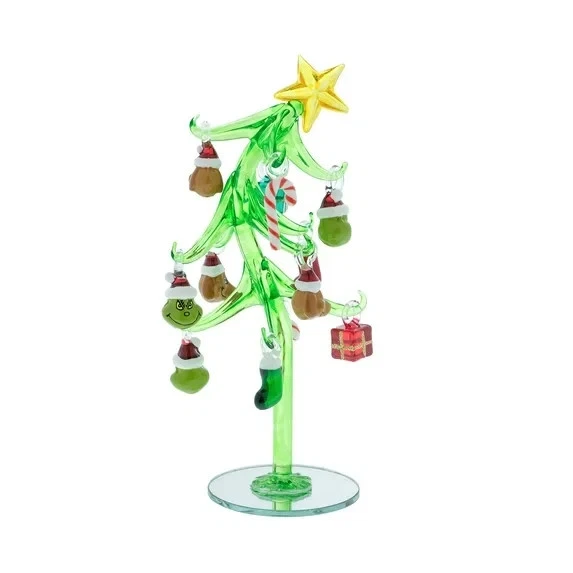 Dr. Seuss's How the Grinch robó árbol de mesa de vidrio de Navidad con 12 adornos