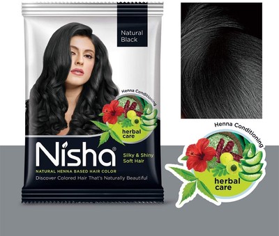 Nisha Natural Colour Hair Henna Powder (Black, 10 gm) - 10er Pack